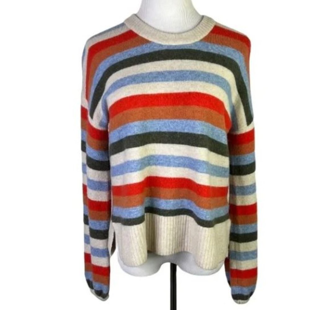 Madewell Payton Pullover Sweater Size Small Heather Raindrop Retro Stripe